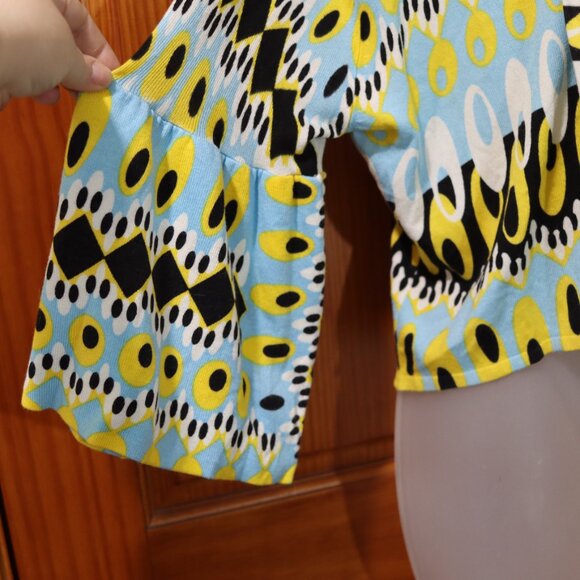 Venini Y2K Cropped Bold Colorful Geometric Print Open-Front Cardigan XL - Picture 5 of 16